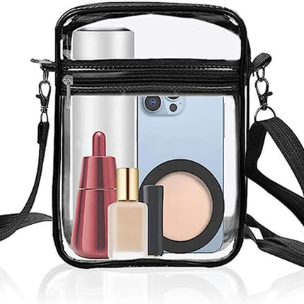 2-Pack Clear Bag Stadium Approved, Clear Crossbody Bag Purse Waterproof PVC Pocket（Style A :22 * 17 * 6cm+Style B: 20 * 15 * 5cm）