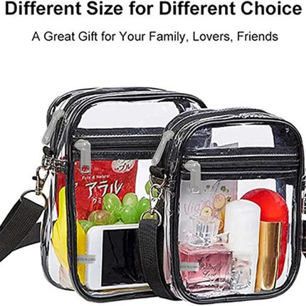 2-Pack Clear Bag Stadium Approved, Clear Crossbody Bag Purse Waterproof PVC Pocket（Style A :22 * 17 * 6cm+Style B: 20 * 15 * 5cm）