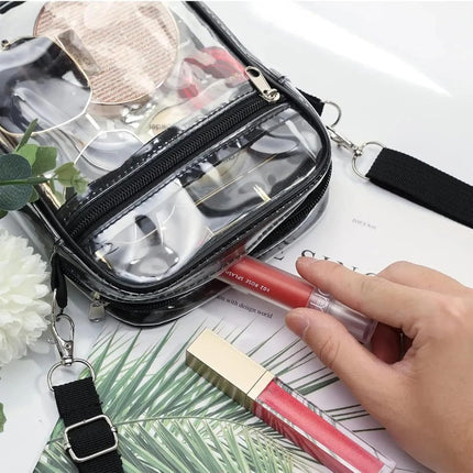 2-Pack Clear Bag Stadium Approved, Clear Crossbody Bag Purse Waterproof PVC Pocket（Style A :22 * 17 * 6cm+Style B: 20 * 15 * 5cm）