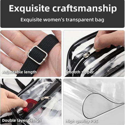 2-Pack Clear Bag Stadium Approved, Clear Crossbody Bag Purse Waterproof PVC Pocket（Style A :22 * 17 * 6cm+Style B: 20 * 15 * 5cm）