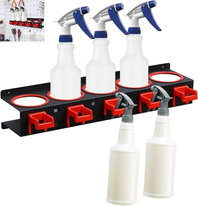 Spray Bottle Storage Rack Wall-Mounted Spray Bottle Rack Holder Garage Organizer Hanging Rail Car