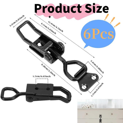 6 Pack Adjustable Toggle Clamp, Black Pull Latch,Heavy Duty Toggle Latch Hasp Clamp,4001 Lockable Quick Release Pull Metal Draw Latch for Door, Box Case Trunk, Smoker Door, Jig