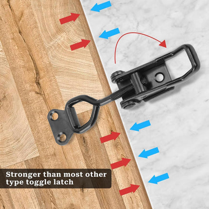6 Pack Adjustable Toggle Clamp, Black Pull Latch,Heavy Duty Toggle Latch Hasp Clamp,4001 Lockable Quick Release Pull Metal Draw Latch for Door, Box Case Trunk, Smoker Door, Jig