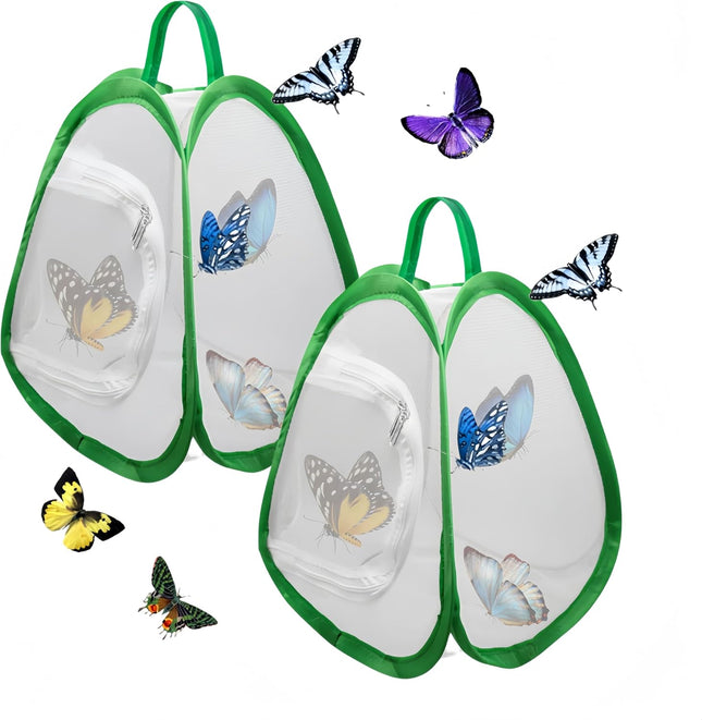 2 Pack Mini Butterfly Habitat Cage- 23 x 25.5 x 21CM Butterfly Net Collapsible Insect V1259-DP01-A-3914