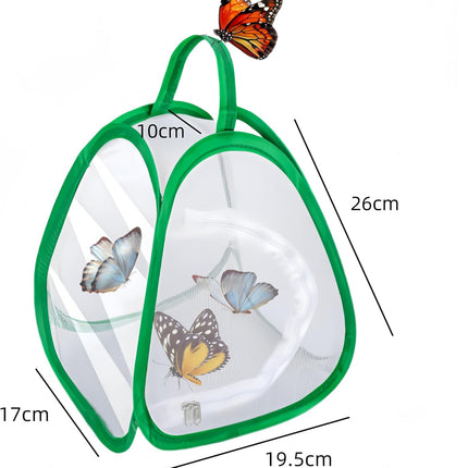 2 Pack Mini Butterfly Habitat Cage- 23 x 25.5 x 21CM, Butterfly Net, Collapsible Insect Mesh Cage- Portable Butterfly Net Habitat with Zipper for Transporting and Raising