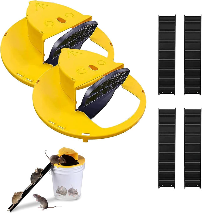 2 Pack Automatic Reset Traps-Mice Mouse Trap Bucket Flip Lidï1 4Œ5 Gallon Bucket Lid Mouse