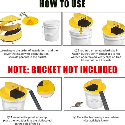 2 Pack Automatic Reset Traps-Mice Mouse Trap Bucket Flip Lid，5 Gallon Bucket Lid Mouse Rat Trap，Mouse Trap Bucket Indoor Outdoor,Reusable Mouse Trap Bucket Lid，Humane Mouse Trap