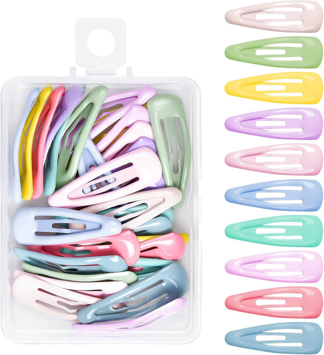30 Pcs Baby Snap Hair Clips 1.2 Inch Metal Mini Barrette Hair Clips Candy Color Baby Girl Hairpin Toddler
