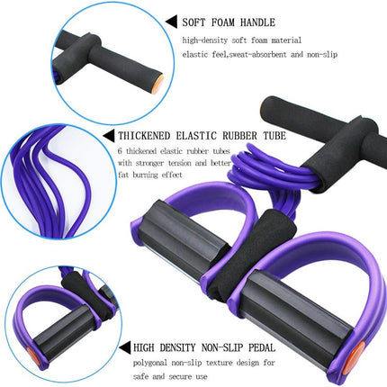 Multifunction Tension Rope, 6-Tube Elastic Yoga Pedal Puller Resistance Band, Natural Latex Tension Rope Fitness, for Abdomen/Waist/Arm/Leg Stretching Slimming Training