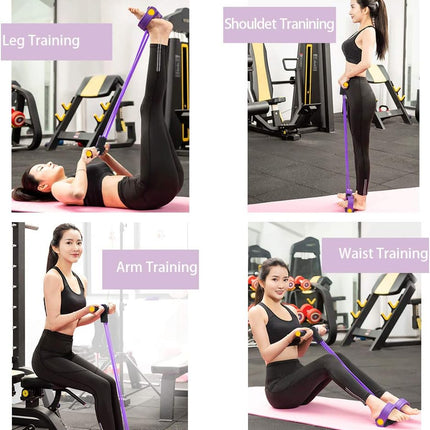 Multifunction Tension Rope, 6-Tube Elastic Yoga Pedal Puller Resistance Band, Natural Latex Tension Rope Fitness, for Abdomen/Waist/Arm/Leg Stretching Slimming Training