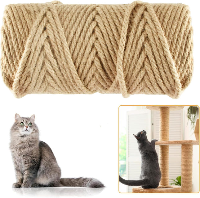 50M Sisal Rope for Cat Scratchers Cat Scratching Sisal Rope 6mm Natural Jute Hemp Rope Ideal for Replace