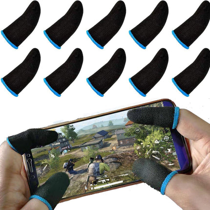 PUBG Mobile Finger Sleeves for Mobile Gaming | Pack of 10 | Thumb Sleeves for Mobile Gaming | PUBG COD Fortnite | Anti Sweat Anti Dryness Breathable | Finger Gloves (Blue)