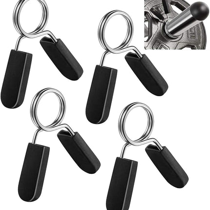 1 inch (25 mm) Spring Clip Collars with Easy-Grip Handle for Smooth Dumbbell Handle or Weightlifting Barbell (Pack of 4)