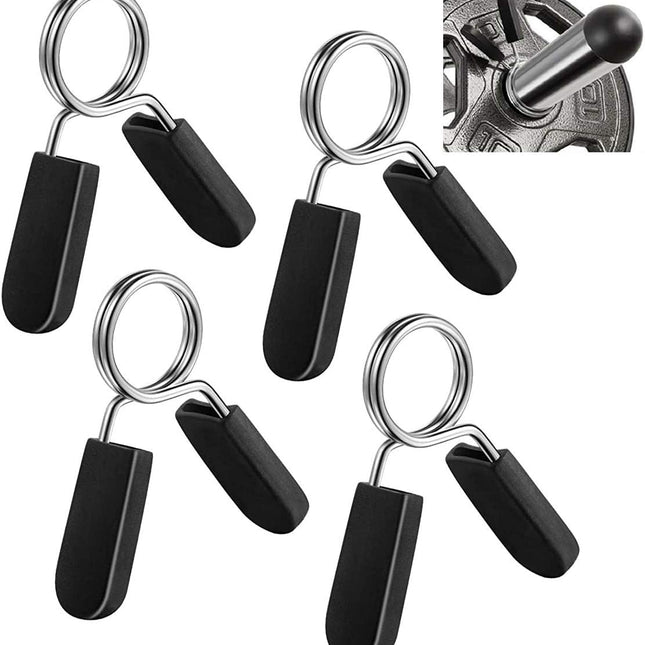 1 inch (25 mm) Spring Clip Collars with Easy-Grip Handle for Smooth Dumbbell Handle or Weightlifting Barbell (Pack of 4)