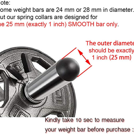 1 inch (25 mm) Spring Clip Collars with Easy-Grip Handle for Smooth Dumbbell Handle or Weightlifting Barbell (Pack of 4)