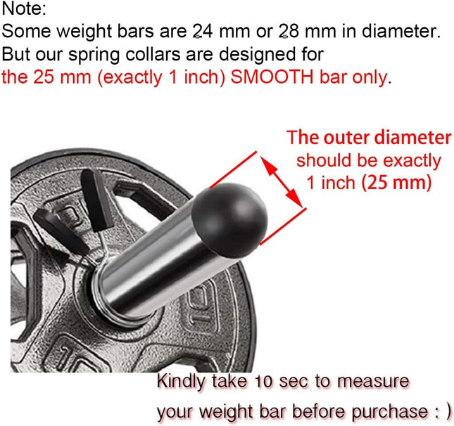 1 inch (25 mm) Spring Clip Collars with Easy-Grip Handle for Smooth Dumbbell Handle or Weightlifting – product detail