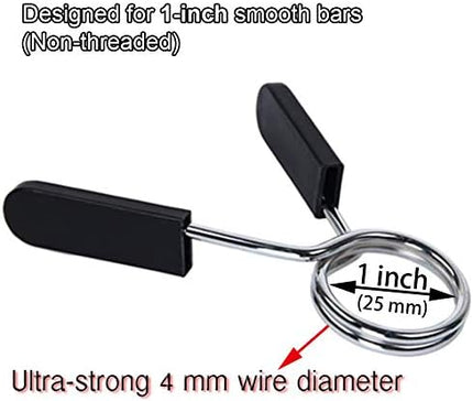 1 inch (25 mm) Spring Clip Collars with Easy-Grip Handle for Smooth Dumbbell Handle or Weightlifting Barbell (Pack of 4)