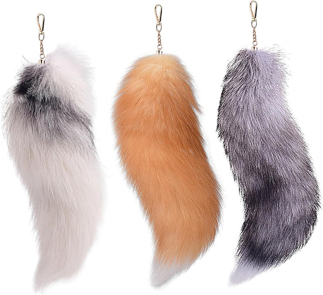 3 Pcs Therian Tail 15.8 Inch Long Therian Fox Tail with Clasp Halloween Soft Fluffy V1259-DP01-A-4022