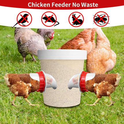 DIY Chicken Feeders, No Waste Automatic Poultry Feeder 8 Ports 1 Hole Saw Gravity Chick Feeders Rodent Proof Rain Proof Port for Buckets Barrels Bins Troughs (8 pcs)
