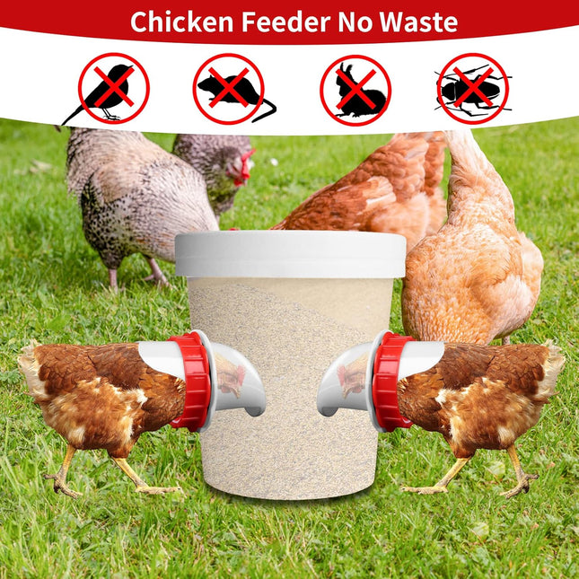 DIY Chicken Feeders No Waste Automatic Poultry Feeder 8 Ports 1 Hole Saw Gravity Chick Feeders (8 – product detail
