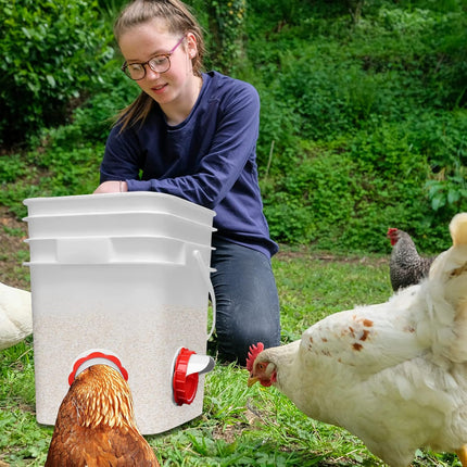 DIY Chicken Feeders, No Waste Automatic Poultry Feeder 8 Ports 1 Hole Saw Gravity Chick Feeders Rodent Proof Rain Proof Port for Buckets Barrels Bins Troughs (8 pcs)
