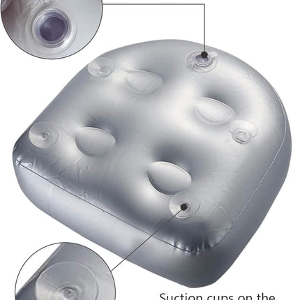 Hot Tub Booster Seat, Soft Comfortable Spa Cushion Pad, with 4 Pcs Suction Cups, Inflatable Booster Seat, Inflatable Back Support Bath Spa Pad, for All Spas and Hot Tubs (Blue)