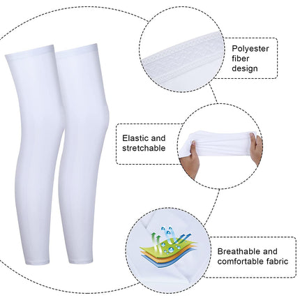 4 Pieces Compression Leg Sleeve Full Length Leg Sleeves Sports Cycling Leg Sleeves for Men Women, Support for Knee, Thigh, Calf, Running, Basketball
