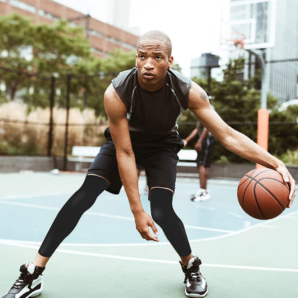 4 Pieces Compression Leg Sleeve Full Length Leg Sleeves Sports Cycling Leg Sleeves for Men Women, Support for Knee, Thigh, Calf, Running, Basketball