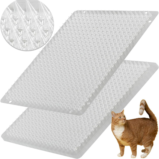 8 Pack Cat Repellent Outdoor/Indoor Scat Mat for Cats & Dogs Keep Away Pest Plastic Mats with Spikes 16 x