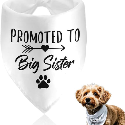 Promoted to Be Big Sister Dog Bandana Baby Announcement Pet Bandanas for Dogs Scarf for Small Medium Large Dogs Baby Gender Reveal Photo Prop Pet Scarf