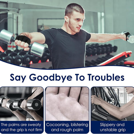 Grip Workout Gloves, Gym Gloves for Weight Lifting Kettlebell Pull-Ups Row Cross Training Non-Slip Silicone Four Finger Fitness Exercise Men and Women Black