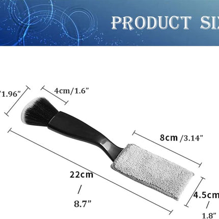 Double Head Brush for Car Cleaning, Detailing Interior and Exterior - Soft Bristles (Black, 1 Pack)
