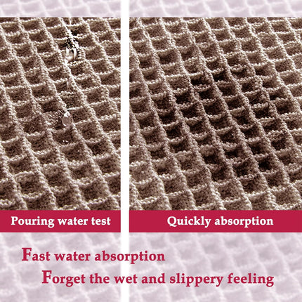 Tan Waffle Bath Mat,Super Absorbent Non Slip Bathroom Rug,Brown 18x30inch,Machine Washable Ultra Soft Floor Mats