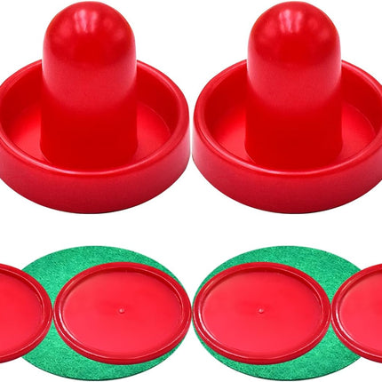 Mini Air Hockey Set - 2 Red Pushers and 4 Red Pucks (60mm) - Great Goal Handles and Paddles Replacement Accessories