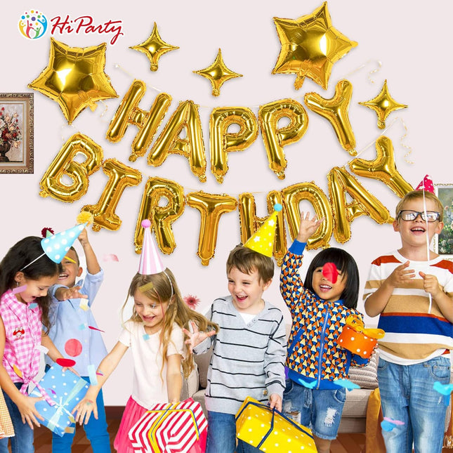 23pcs Birthday Balloons Banner 3D Gold Premium Mylar Foil Ecofriendly Letter Happy Birthday Banner – product detail