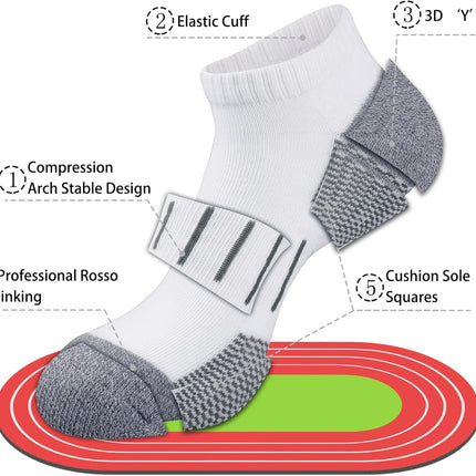 Men's Athletic Ankle Socks Moisture Wicking Cushion Sports Running Low Cut Sock (8 Pairs)