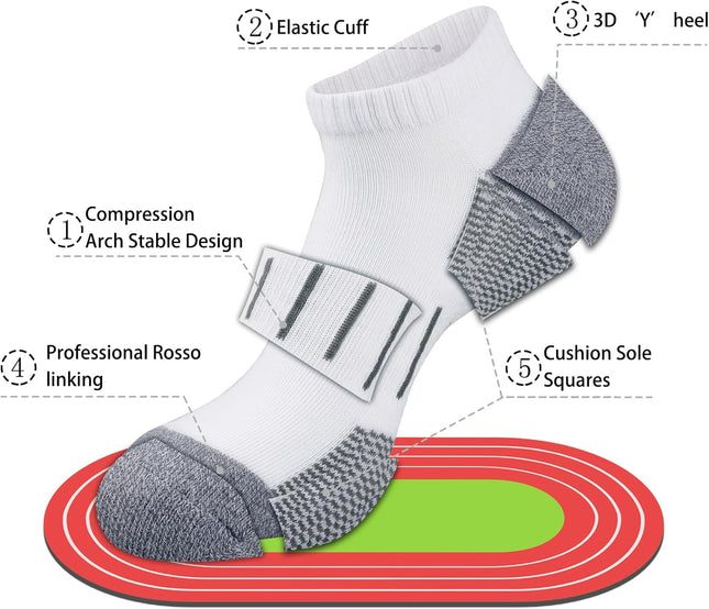 Men's Athletic Ankle Socks Moisture Wicking Cushion Sports Running Low Cut Sock (8 Pairs) – product detail