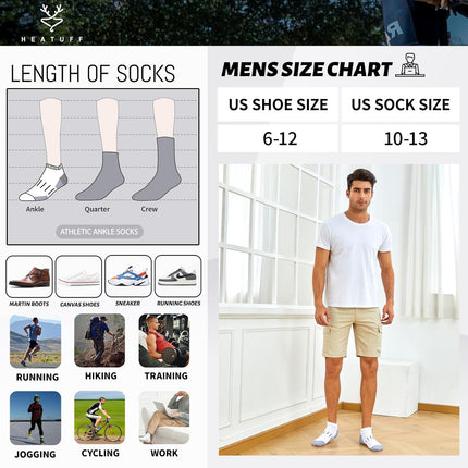 Men's Athletic Ankle Socks Moisture Wicking Cushion Sports Running Low Cut Sock (8 Pairs)