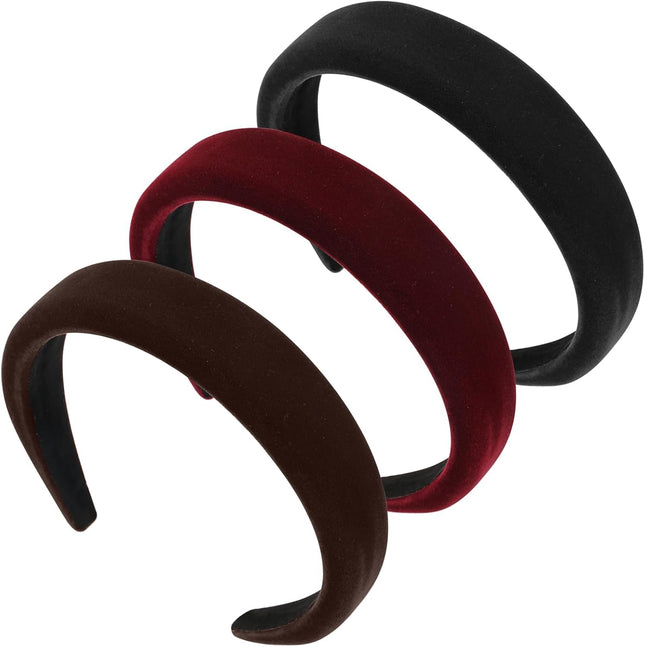 Thick Velvet Headband 3Pcs Velvet Headbands for Women 90s Hair Accessories Wide Padded Headbands