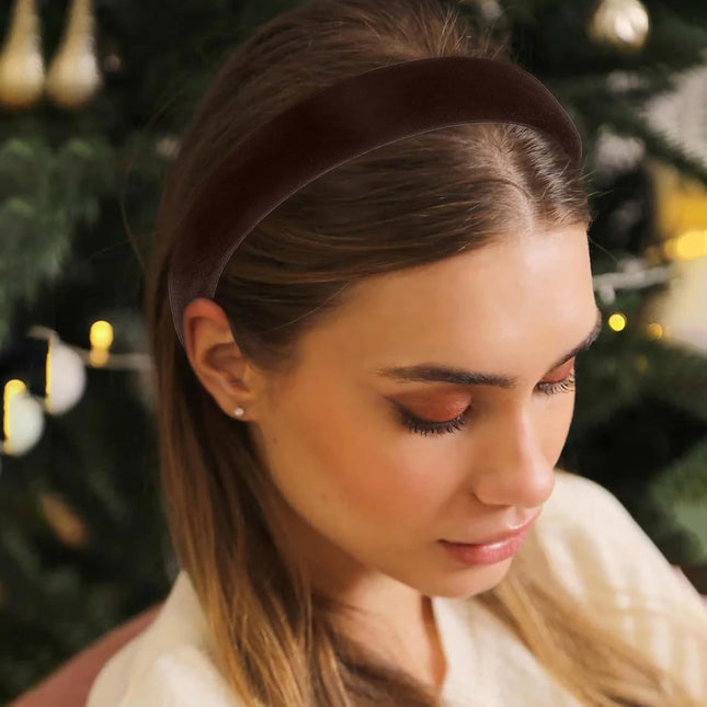 Thick Velvet Headband 3Pcs Velvet Headbands for Women 90s Hair Accessories Wide Padded Headbands – product detail