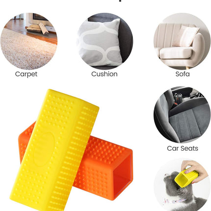 2-Pack Pet Dog Cat Hair Remover for Cars Furniture Carpet Block Roller Sofa Hollow Rubber Cleaner Brush