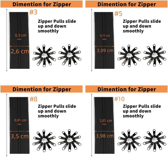 10 Yards 360 Inches Bulk Zippers 9 Meters 3 Zipper for Sewing Black Nylon Coil – product detail