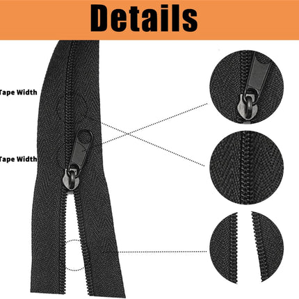 10 Yards 360 Inches Bulk Zippers,9 Meters #3 Zipper for Sewing,Black Nylon Coil Zippers by The Yards with 20pcs Replacement Sewn Zippers for DIY Sewing Craft,Bags,Clothes,purses etc.(Black)