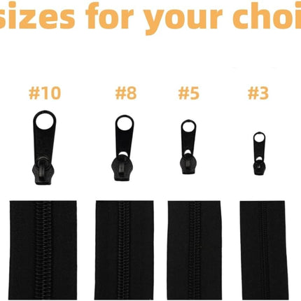 10 Yards 360 Inches Bulk Zippers,9 Meters #3 Zipper for Sewing,Black Nylon Coil Zippers by The Yards with 20pcs Replacement Sewn Zippers for DIY Sewing Craft,Bags,Clothes,purses etc.(Black)