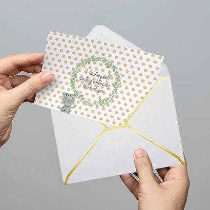 5x7 Envelopes for Invitations with Gold Border, 50 Pack A7 Envelopes with V-Flap, Self Seal Greeting Card Gift Card Envelopes Invitation Envelopes for Wedding, Graduation, Baby Shower, Party (White)