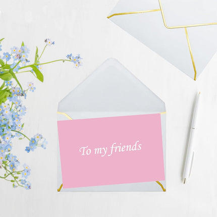 5x7 Envelopes for Invitations with Gold Border, 50 Pack A7 Envelopes with V-Flap, Self Seal Greeting Card Gift Card Envelopes Invitation Envelopes for Wedding, Graduation, Baby Shower, Party (White)