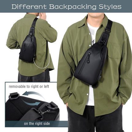 Small Crossbody Sling Backpack  Casual Chest Daypack with USB Charger Port Waterproof Outdoor Chest Sling Bag Shoulder Chest Bag Daypack for Women & Men Perfect for Traveling Hiking Cycling