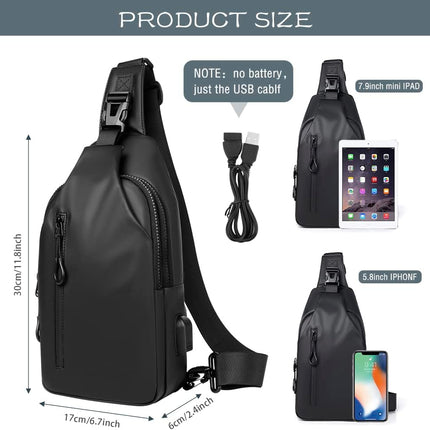 Small Crossbody Sling Backpack  Casual Chest Daypack with USB Charger Port Waterproof Outdoor Chest Sling Bag Shoulder Chest Bag Daypack for Women & Men Perfect for Traveling Hiking Cycling