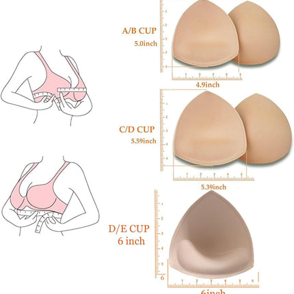 5 Pairs Bra Pads Inserts,Removable, Air Cotton,Foam Sponge,Breathable (Beige#, A/B CUP)