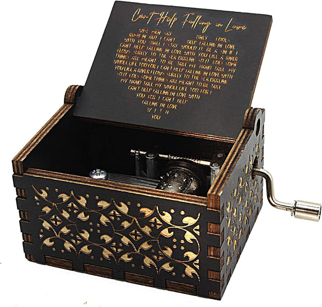 Can't Help Falling in Love Music Box Birthday Gifts for Wife Girlfriend Women Vintage Wooden